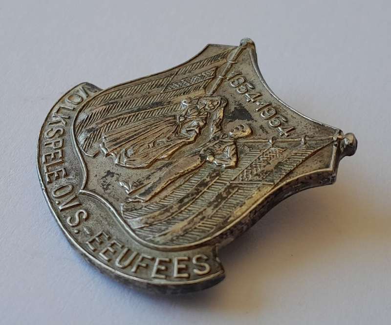 Solid Sterling Silver `1854-1954, Volkspele, O.V.S.-Eeufees` Badge.