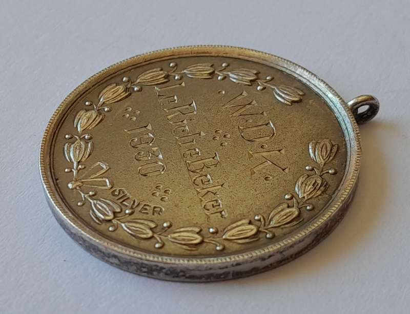 Solid Silver 1930 Shooting Fob Medal. Le Riche Beker. To C. Kleinhans.