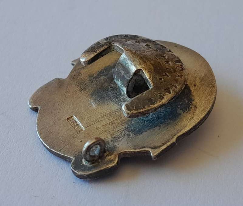 Solid Silver And Enamel `Union Club Of South Africa / Durban / Life Member` Lapel Badge.