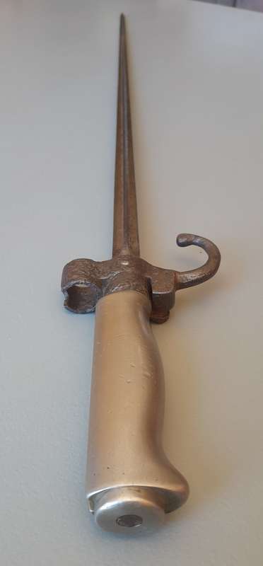 Original French WWI Lebel M1886 Nickel Handle Cruciform Épée Bayonet (First Pattern).