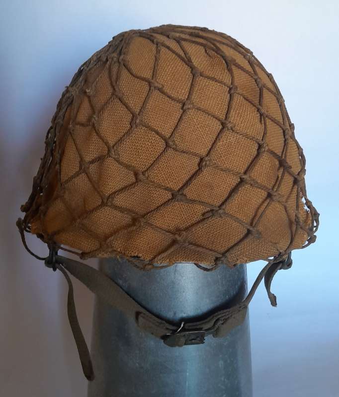 Vintage SADF Staaldak Helmet With Full Bush Camo Netting And Inner.
