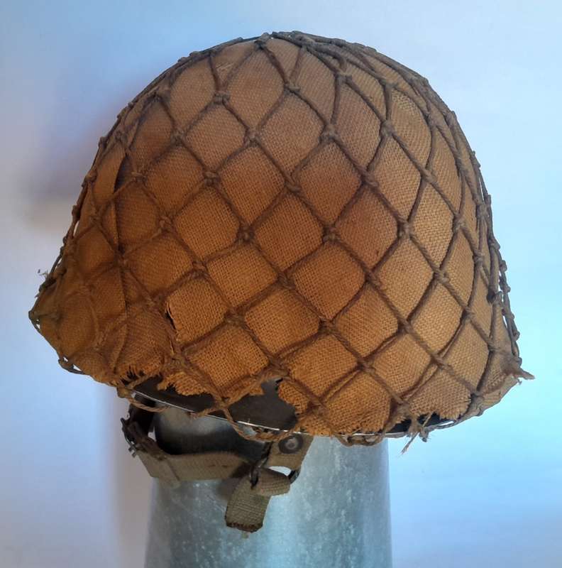 Vintage SADF Staaldak Helmet With Full Bush Camo Netting And Inner.