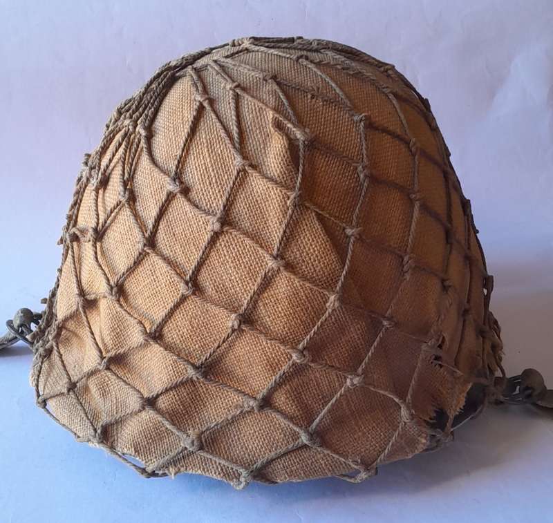 Vintage SADF Staaldak Helmet With Full Bush Camo Netting And Inner.