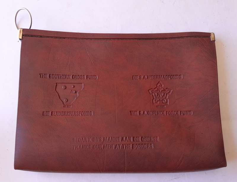 Vintage S.A. Defence Force Fund Border War Leather Document Holder.