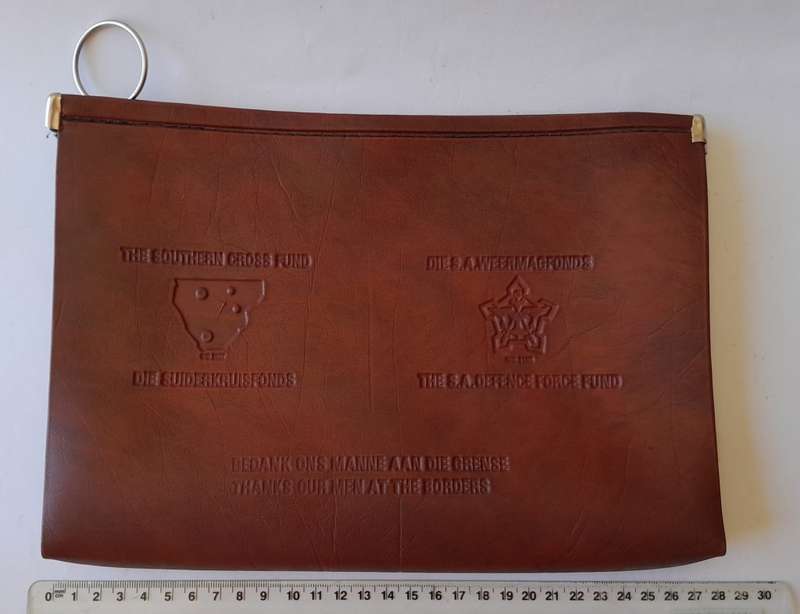 Vintage S.A. Defence Force Fund Border War Leather Document Holder.