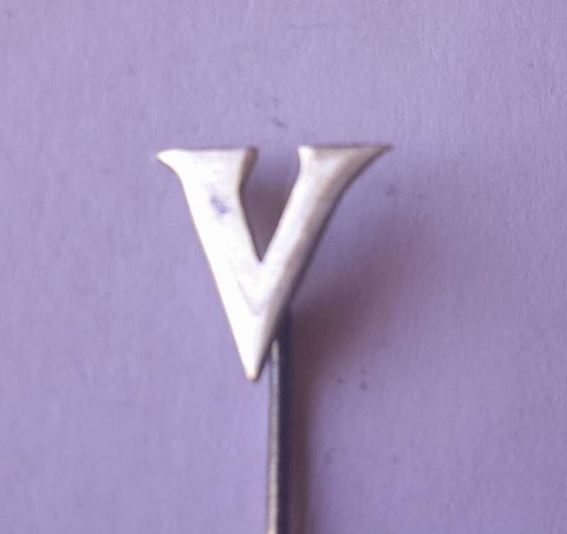 WW2 Sterling Silver `V` for Victory Pin.