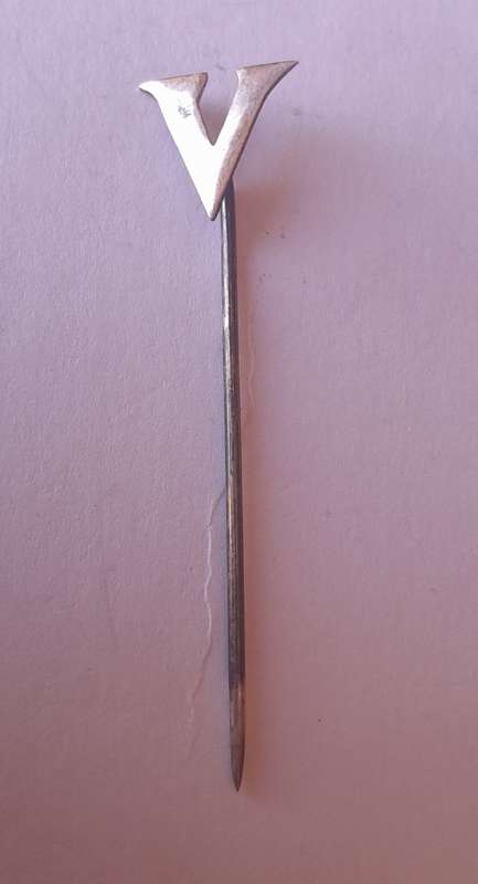 WW2 Sterling Silver `V` for Victory Pin.