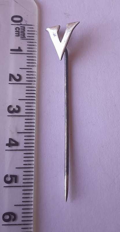 WW2 Sterling Silver `V` for Victory Pin.