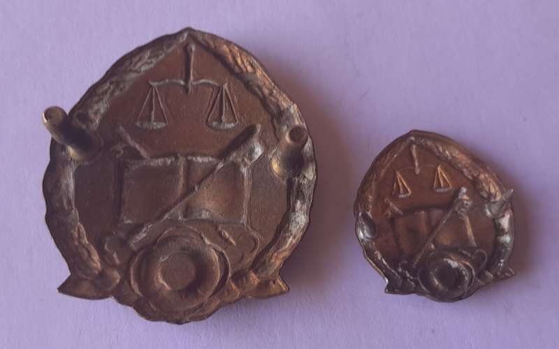 Pair SA Prison Service Badges.  Cap and Collar.  Lugs and Pins intact.
