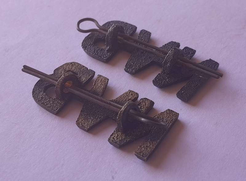 Pair SA WW2 National Volunteer Brigade Shoulder Titles.  Lugs Intact.