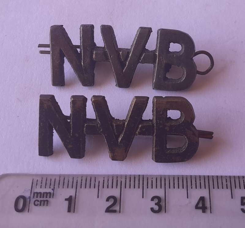 Pair SA WW2 National Volunteer Brigade Shoulder Titles.  Lugs Intact.