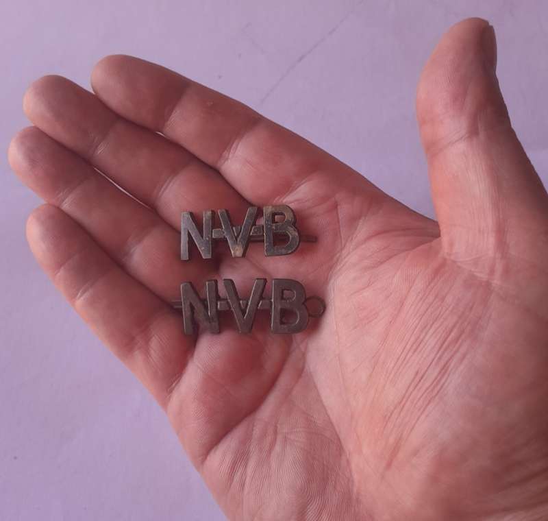 Pair SA WW2 National Volunteer Brigade Shoulder Titles.  Lugs Intact.