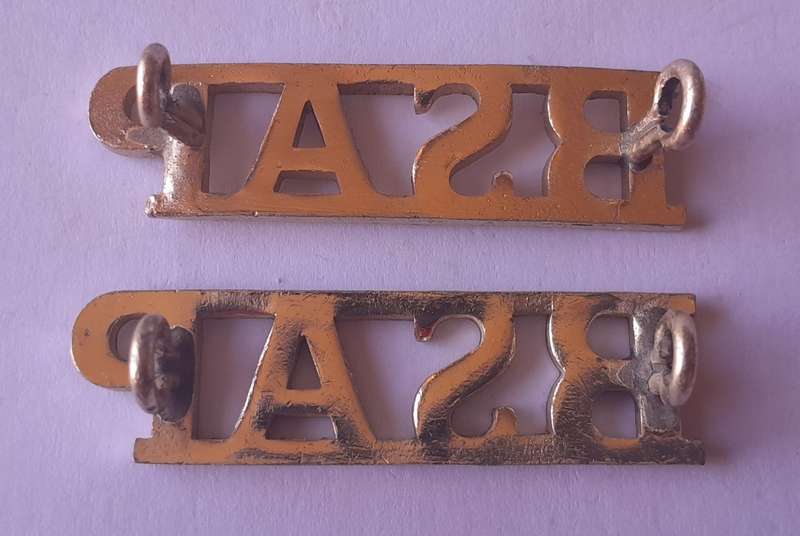 Pair Rhodesia BSAP (British South African Police) Shoulder Titles. Lugs intact.