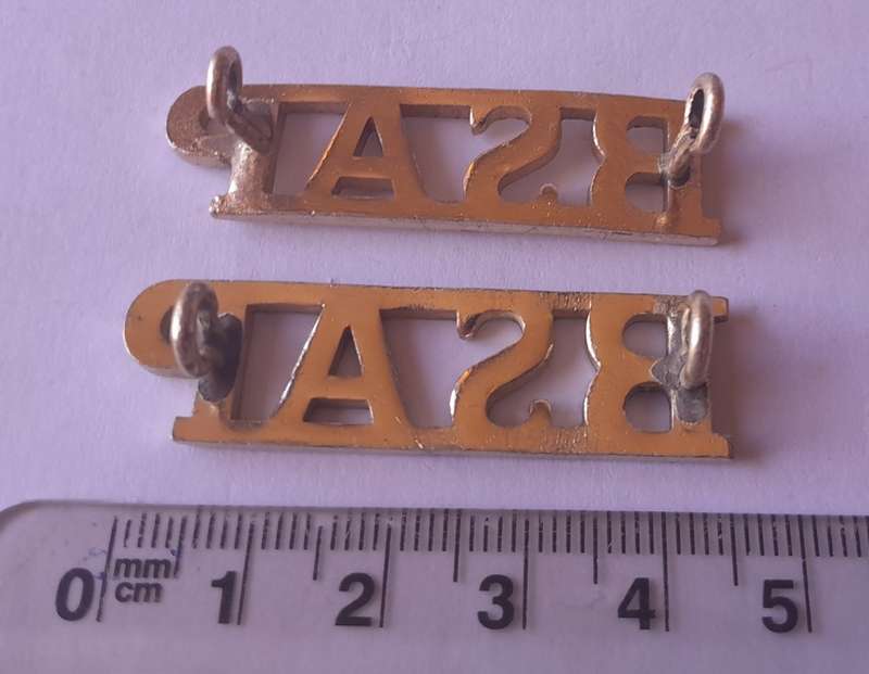 Pair Rhodesia BSAP (British South African Police) Shoulder Titles. Lugs intact.
