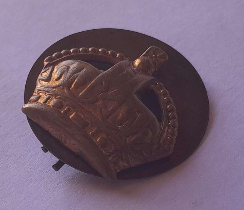 WW2 British Army Officers Rank Crown Badge With Backplate.  Lugs intact.