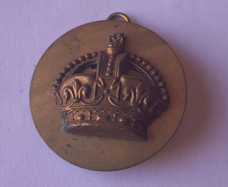 WW2 British Army Officers Rank Crown Badge With Backplate.  Lugs Intact.