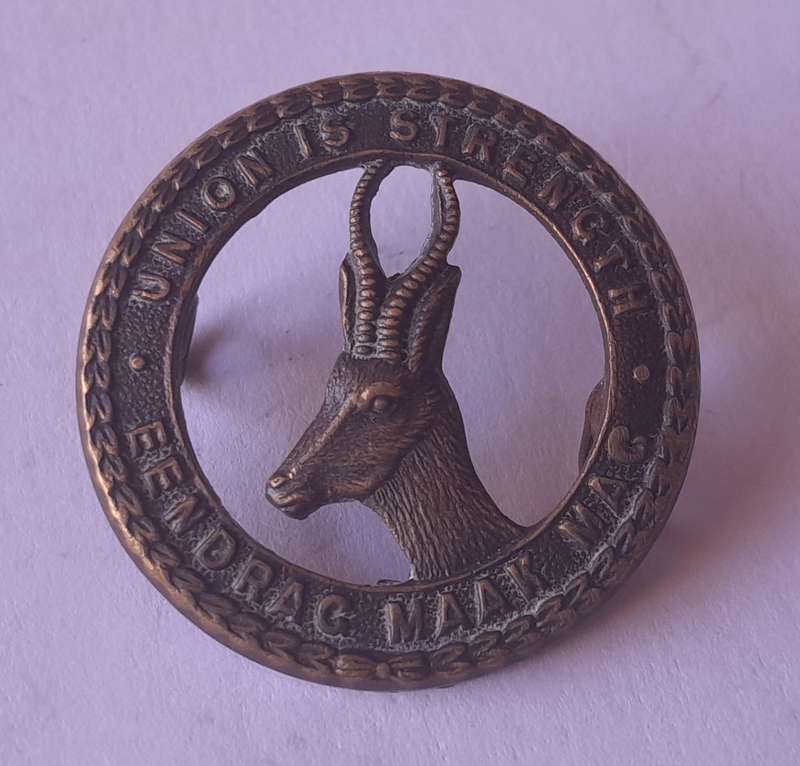 WW2 South African Infantry Springbok Badge.  Lugs Intact (1 Bent).