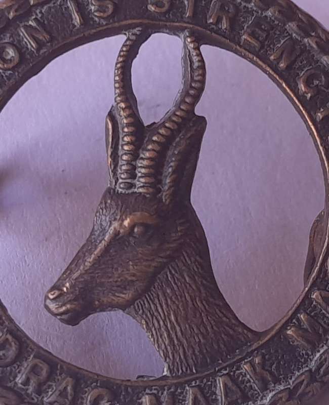 WW2 South African Infantry Springbok Badge.  Lugs Intact (1 Bent).