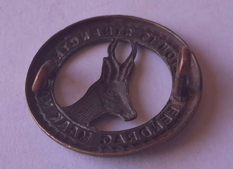 WW2 South African Infantry Springbok Badge.  Lugs Intact (1 Bent).