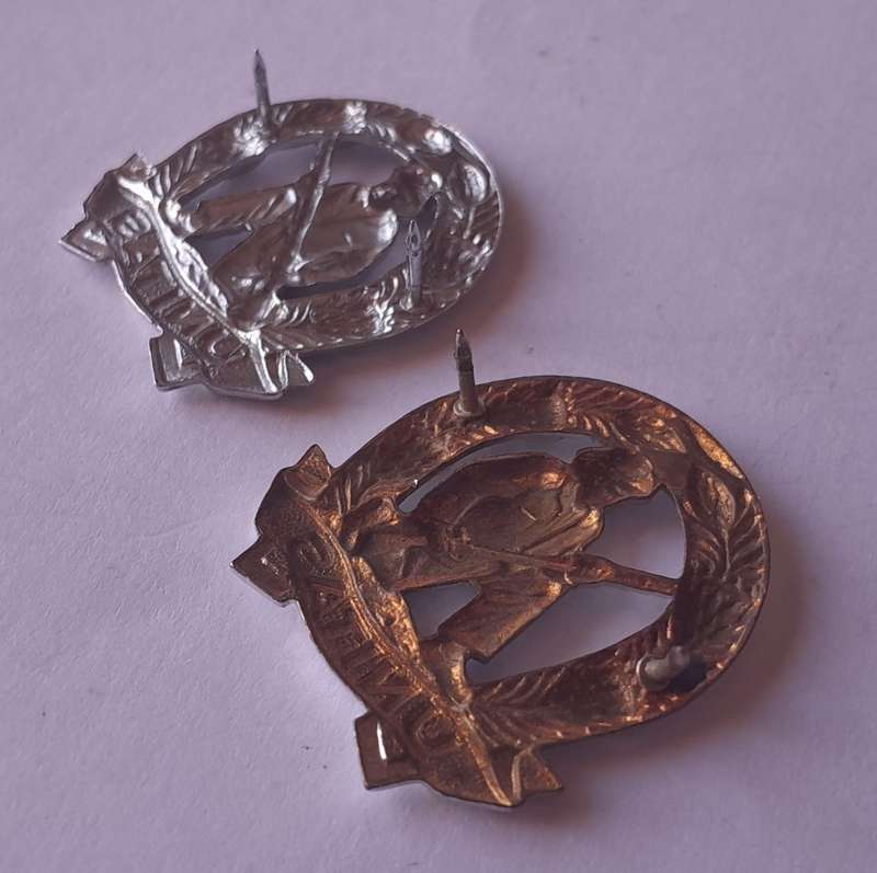 Pair SADF Commando Collar Badges (Facing).  Pins Intact.