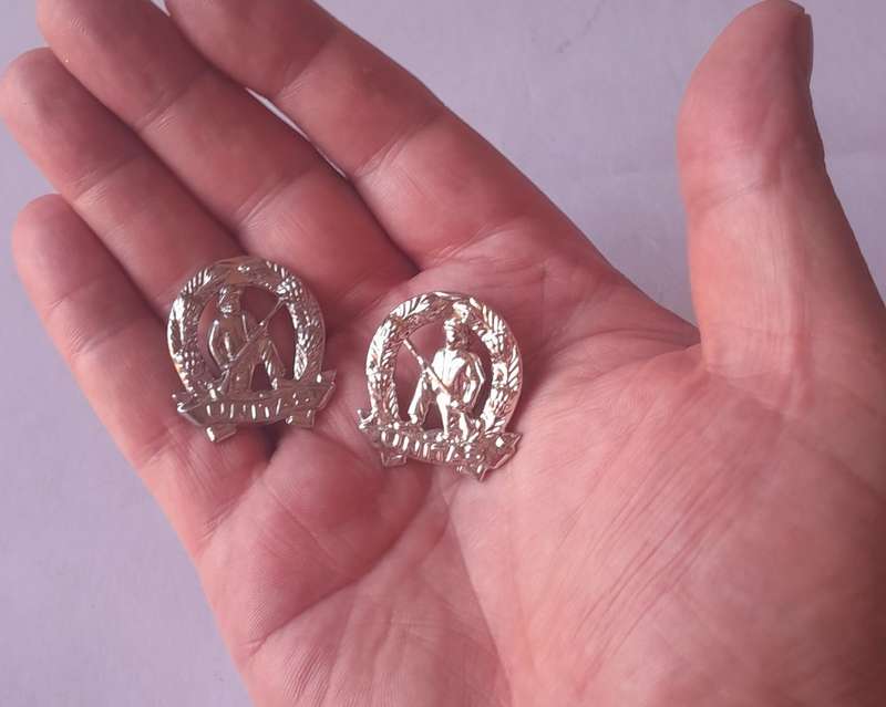 Pair SADF Commando Collar Badges (Facing).  Pins Intact.