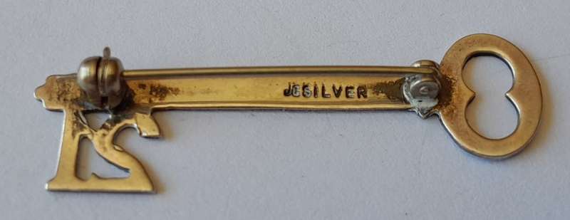 Vintage Solid Silver 21st Key Brooch. `Ursula`.