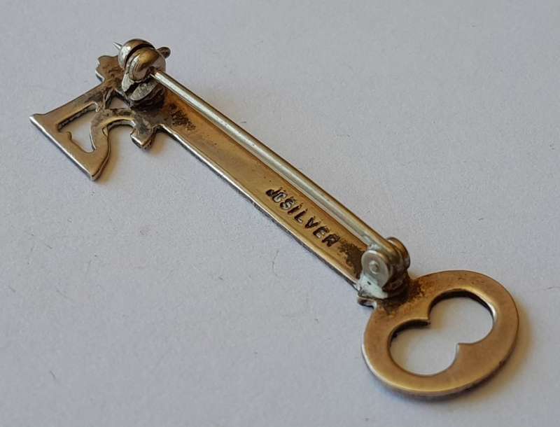 Vintage Solid Silver 21st Key Brooch. `Ursula`.