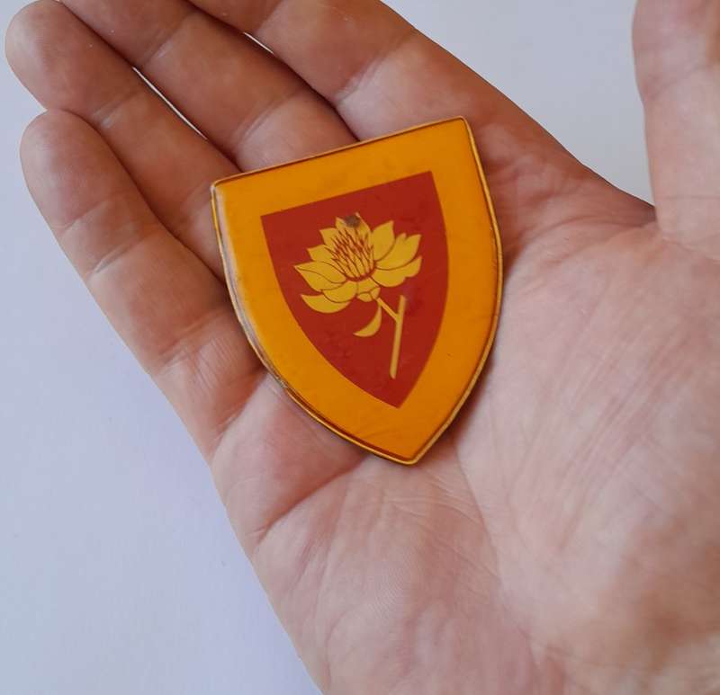 SADF Woman`s College Shoulder Flash.  All Pins Intact.