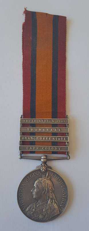 Boer War QSA Medal to `788 R.Q.M SERJT J.W. Wilson. Jo`burg M.R.` (JHB Mounted Rifles).