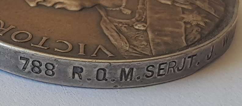 Boer War QSA Medal to `788 R.Q.M SERJT J.W. Wilson. Jo`burg M.R.` (JHB Mounted Rifles).