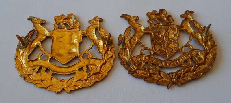 Pair SADF Warrant Officer Class 1 Gilt Rank Badges. Pins Intact.