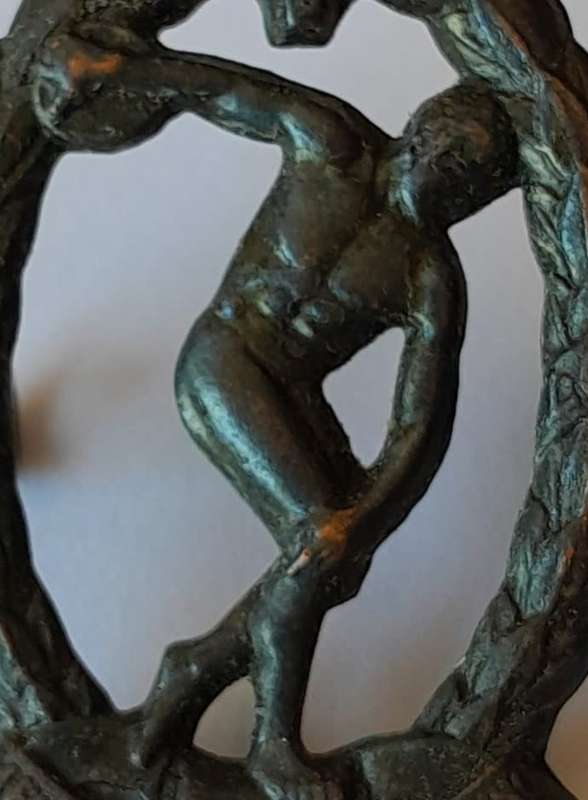 WW2 SA Physical Training Brigade Badge. Bronzed Brass. Lugs Intact.