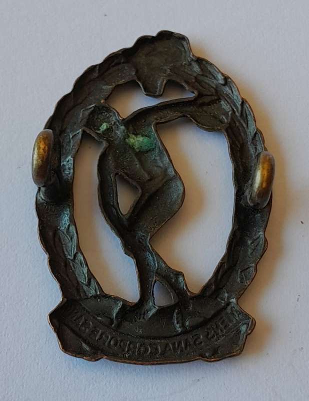 WW2 SA Physical Training Brigade Badge. Bronzed Brass. Lugs Intact.