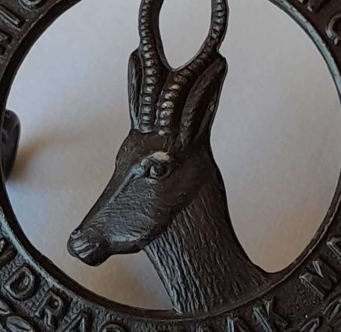 WW2 SA Infantry Badge. `Union Is Strength / Eendrag Maak Mag`. Lugs Intact.