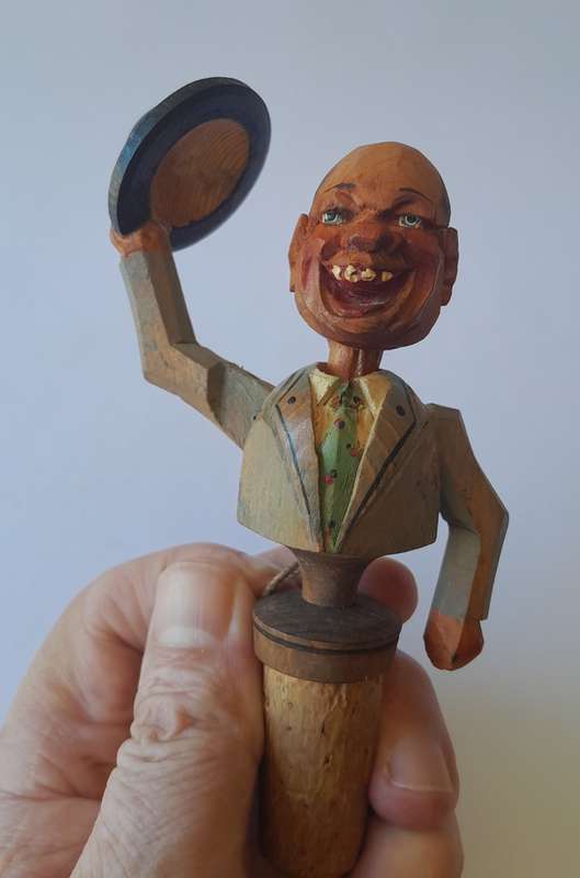 Vintage 1950`s Italian Anri `Hat Tipper` Bottle Stopper.