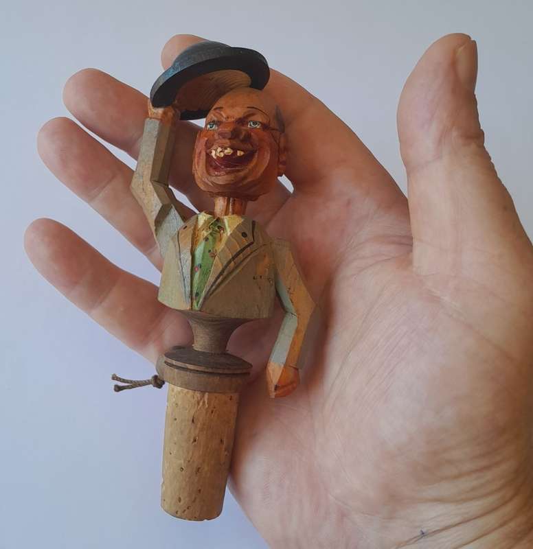 Vintage 1950`s Italian Anri `Hat Tipper` Bottle Stopper.
