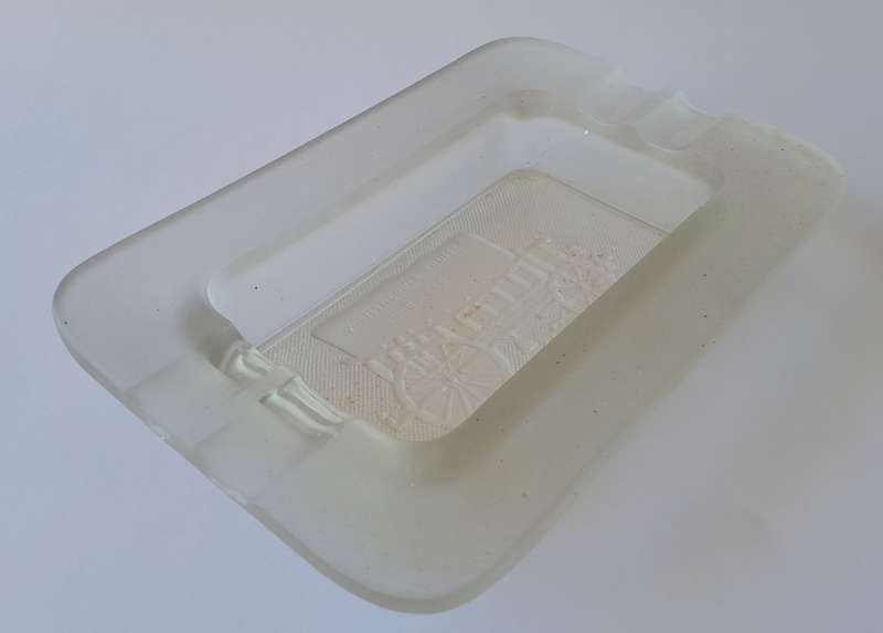 Rare Large `1838-1938 Voortrekker Eeufees` Frosted Glass Ashtray. Excellent Condition. 17 x 11.5 cm.