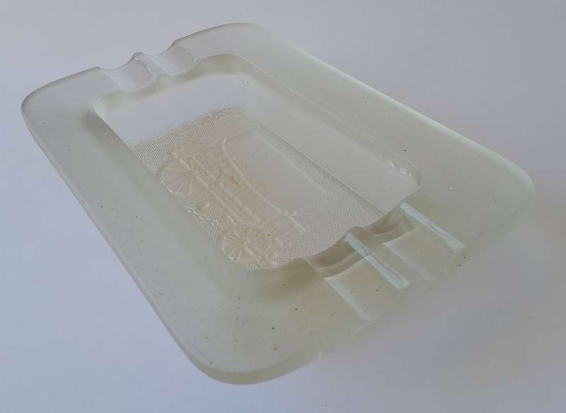 Rare Large `1838-1938 Voortrekker Eeufees` Frosted Glass Ashtray. Excellent Condition. 17 x 11.5 cm.