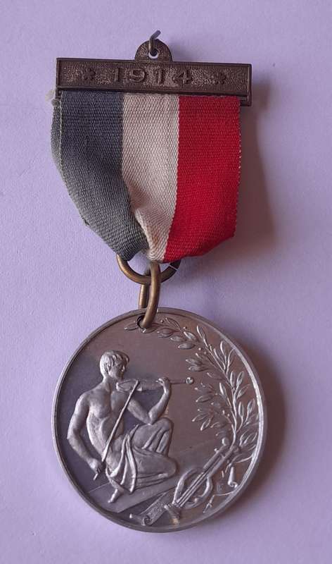 Antique 1914 Aluminium Music Medal.