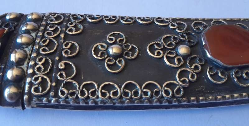 Antique Solid Silver Yemeni Ornate Dagger And Sheath.
