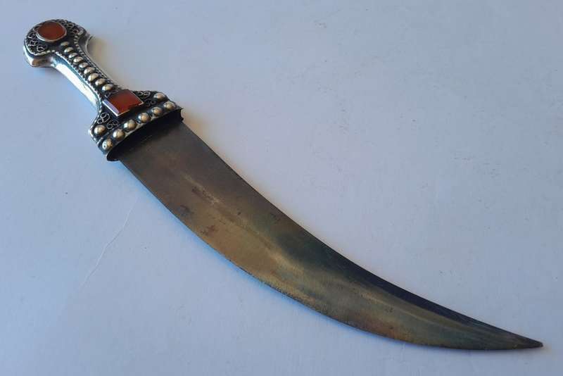 Antique Solid Silver Yemeni Ornate Dagger And Sheath.