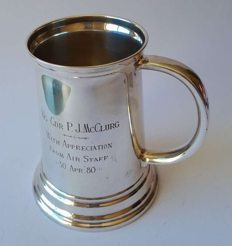 Rhodesian Bush War Airforce Mug to `Wg Cdr P.J. McClurg, From Air Staff, 30 Apr. `80.