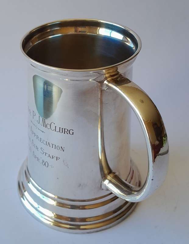 Rhodesian Bush War Airforce Mug to `Wg Cdr P.J. McClurg, From Air Staff, 30 Apr. `80.