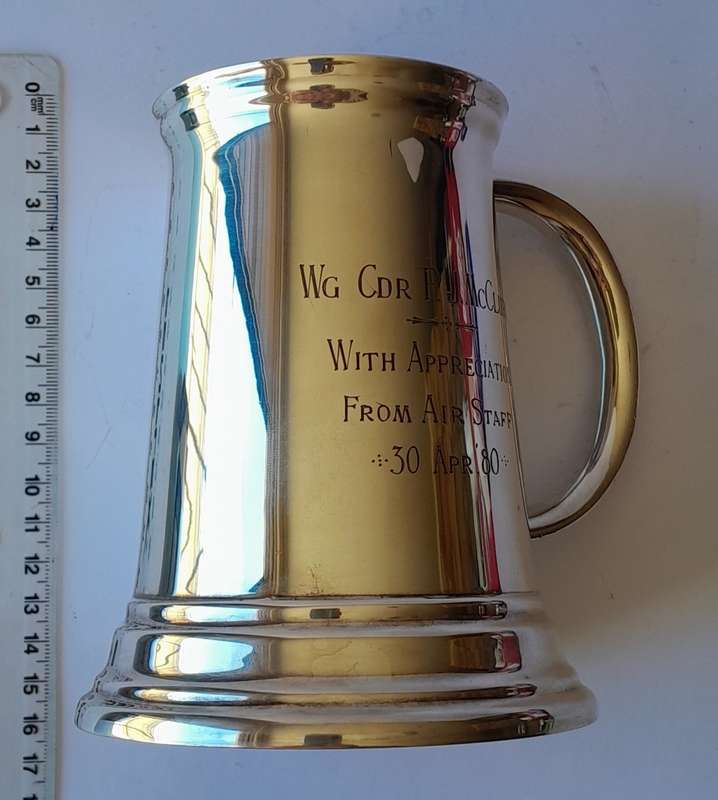 Rhodesian Bush War Airforce Mug to `Wg Cdr P.J. McClurg, From Air Staff, 30 Apr. `80.