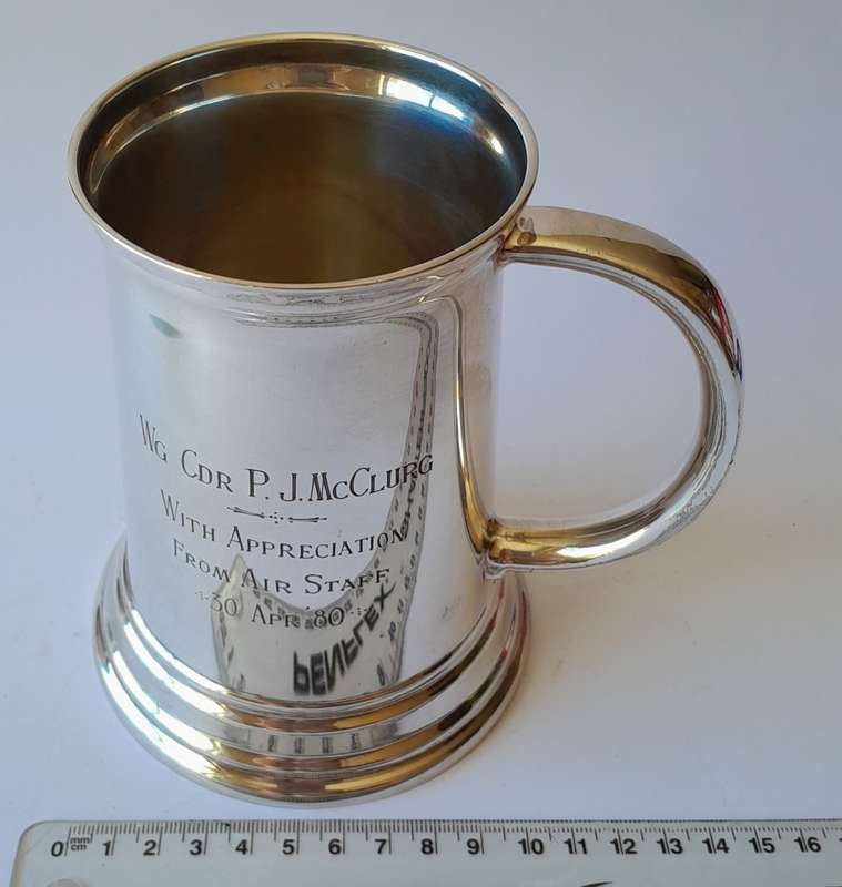 Rhodesian Bush War Airforce Mug to `Wg Cdr P.J. McClurg, From Air Staff, 30 Apr. `80.