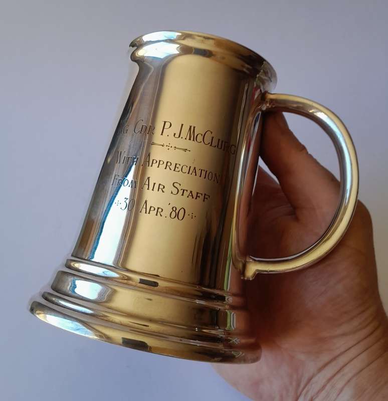 Rhodesian Bush War Airforce Mug to `Wg Cdr P.J. McClurg, From Air Staff, 30 Apr. `80.