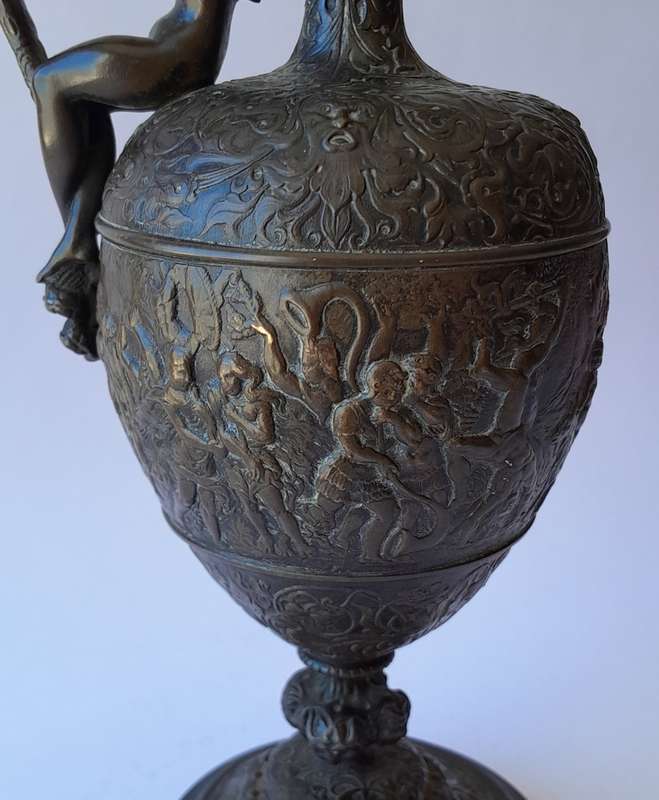 1880`s French Renaissance Revival Patinated Bronze Ewer.