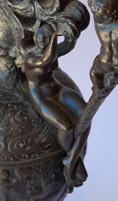 1880`s French Renaissance Revival Patinated Bronze Ewer.