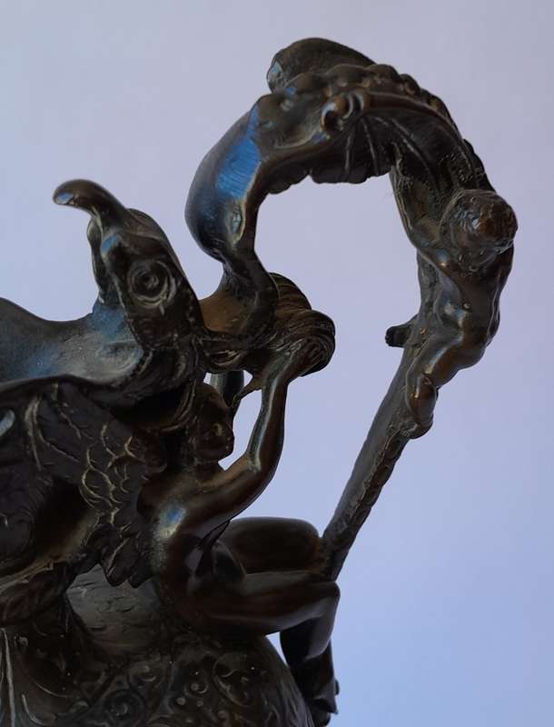 1880`s French Renaissance Revival Patinated Bronze Ewer.