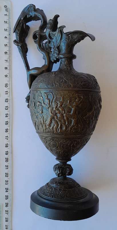 1880`s French Renaissance Revival Patinated Bronze Ewer.
